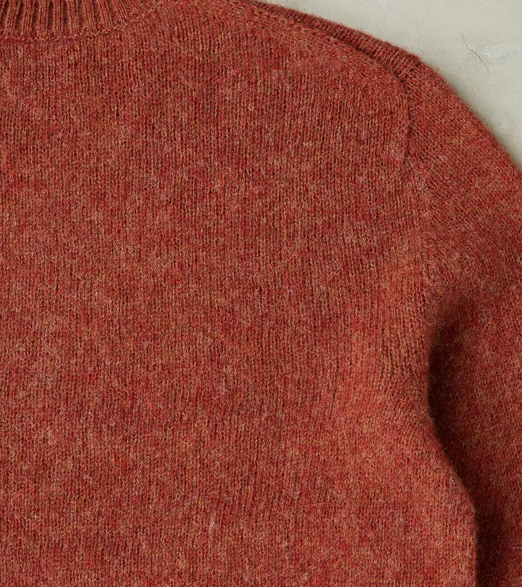 Italian Brushed Wool Shaggy Sheep Crewneck Jumper - Heathered Paprika
