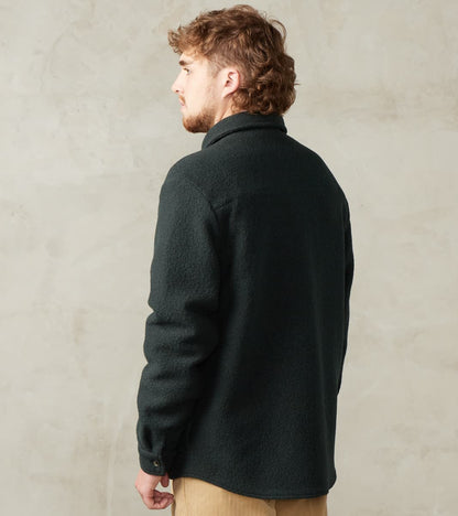 Italian Boiled Wool Overshirt - Blue Green