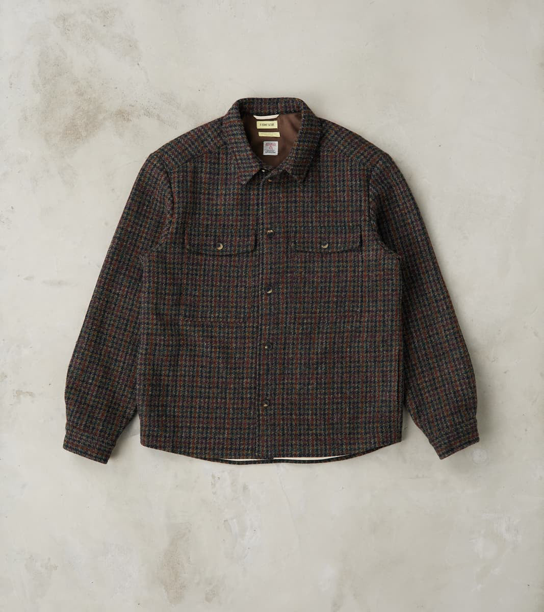 De Bonne Facture Harris Tweed Overshirt - Forest Navy Houndstooth Chec…