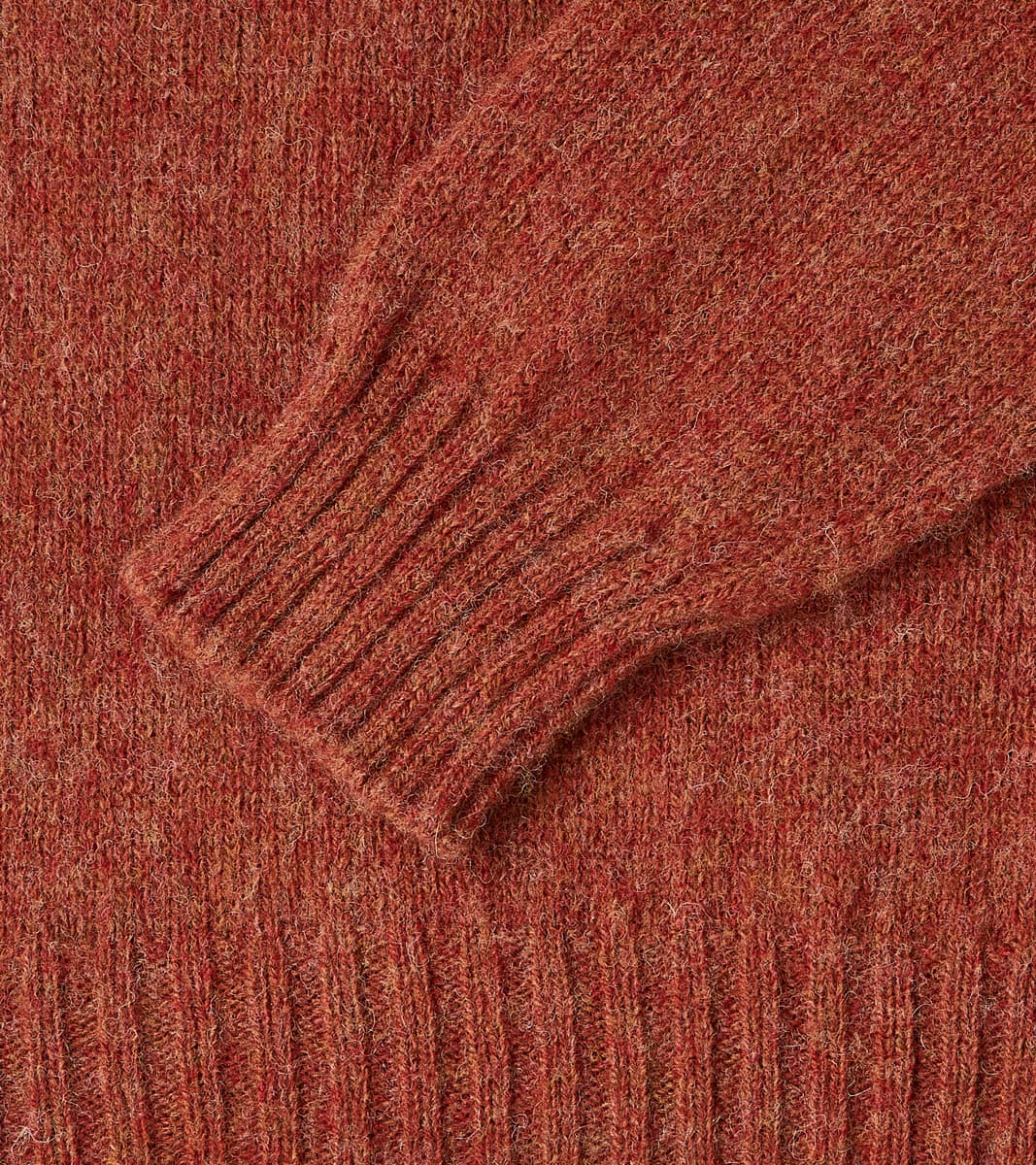 Italian Brushed Wool Shaggy Sheep Crewneck Jumper - Heathered Paprika