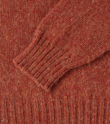 Italian Brushed Wool Shaggy Sheep Crewneck Jumper - Heathered Paprika