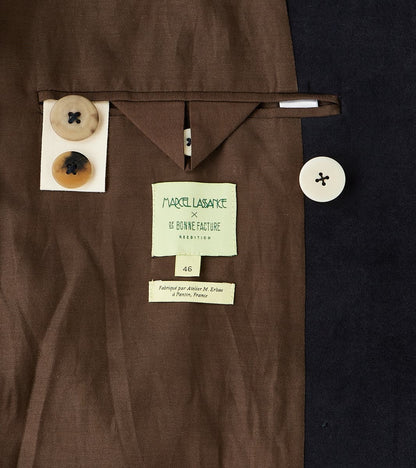 English Cotton Moleskin Marcel Lassance Redingote Coat - Navy