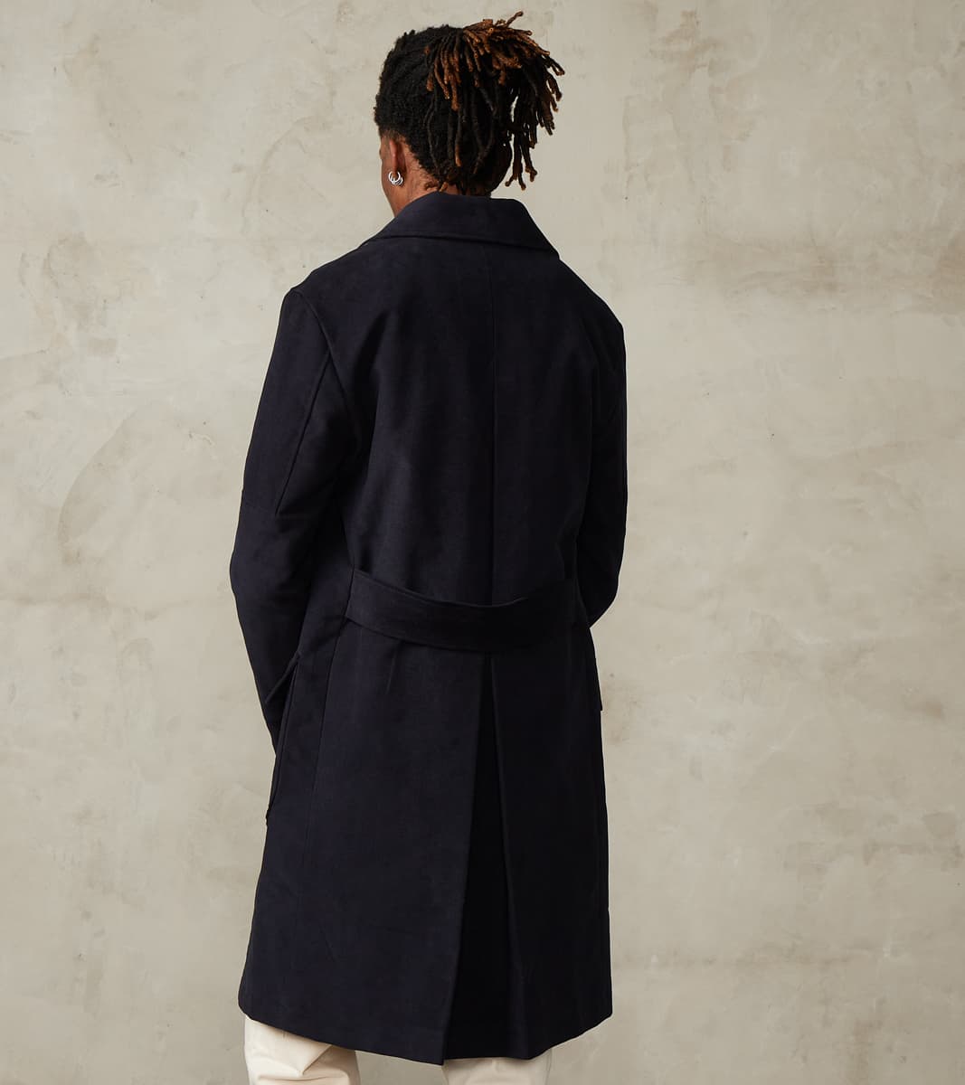 English Cotton Moleskin Marcel Lassance Redingote Coat - Navy