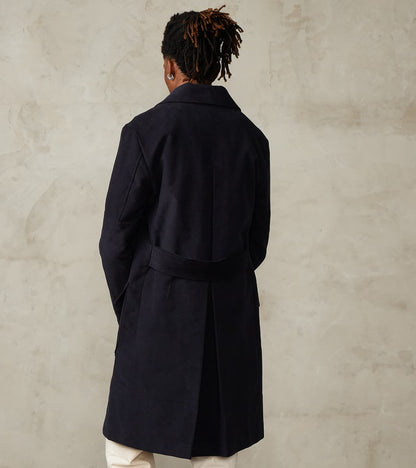 English Cotton Moleskin Marcel Lassance Redingote Coat - Navy