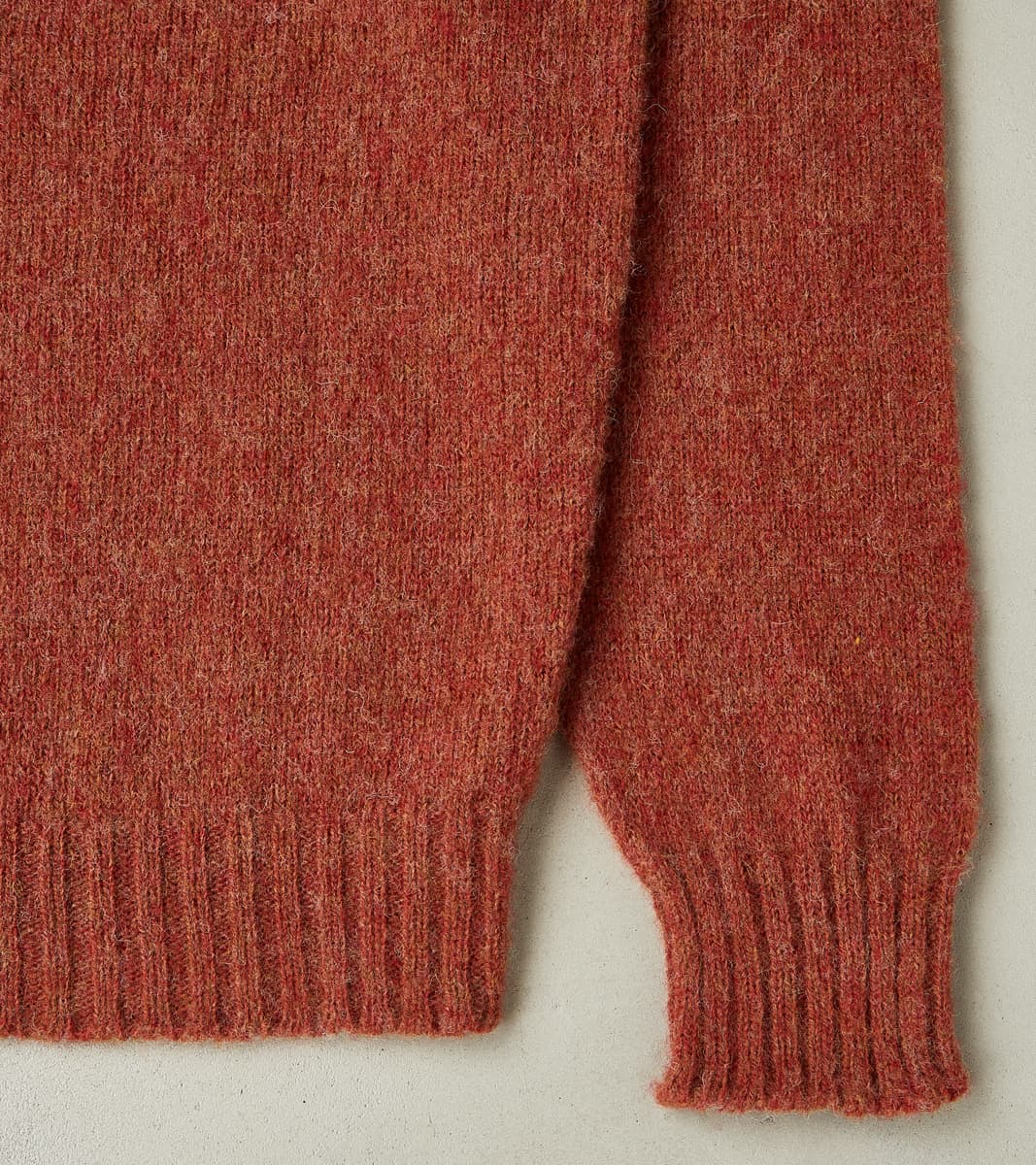 Italian Brushed Wool Shaggy Sheep Crewneck Jumper - Heathered Paprika