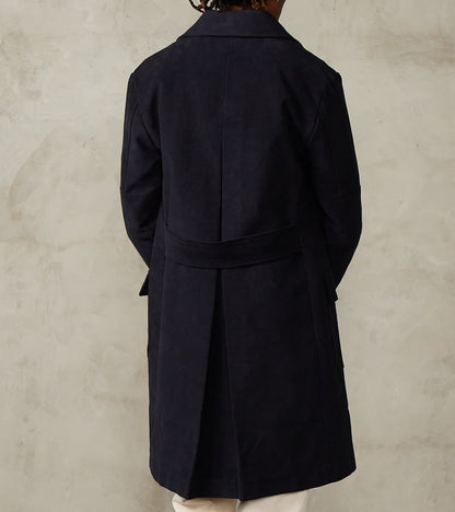 English Cotton Moleskin Marcel Lassance Redingote Coat - Navy