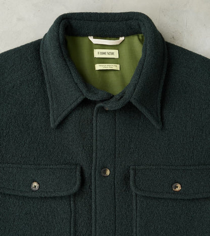 Italian Boiled Wool Overshirt - Blue Green