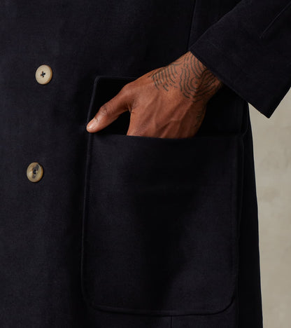 English Cotton Moleskin Marcel Lassance Redingote Coat - Navy