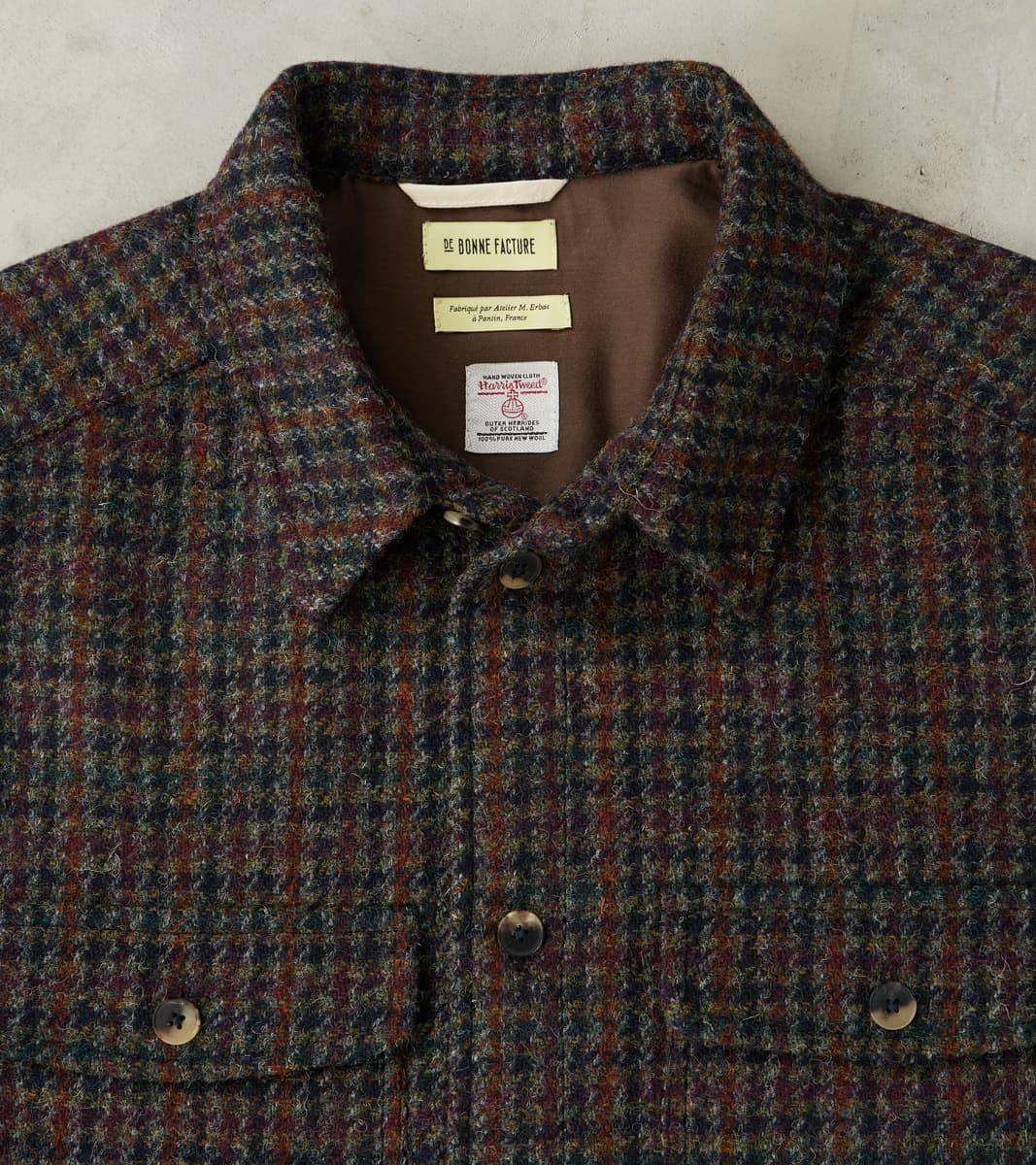 Harris Tweed Overshirt - Forest Navy Houndstooth Check