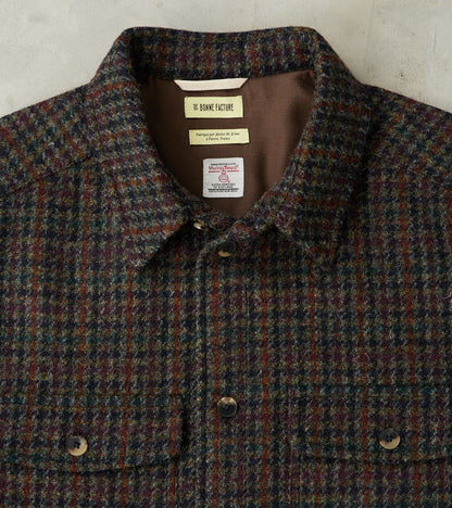 Harris Tweed Overshirt - Forest Navy Houndstooth Check