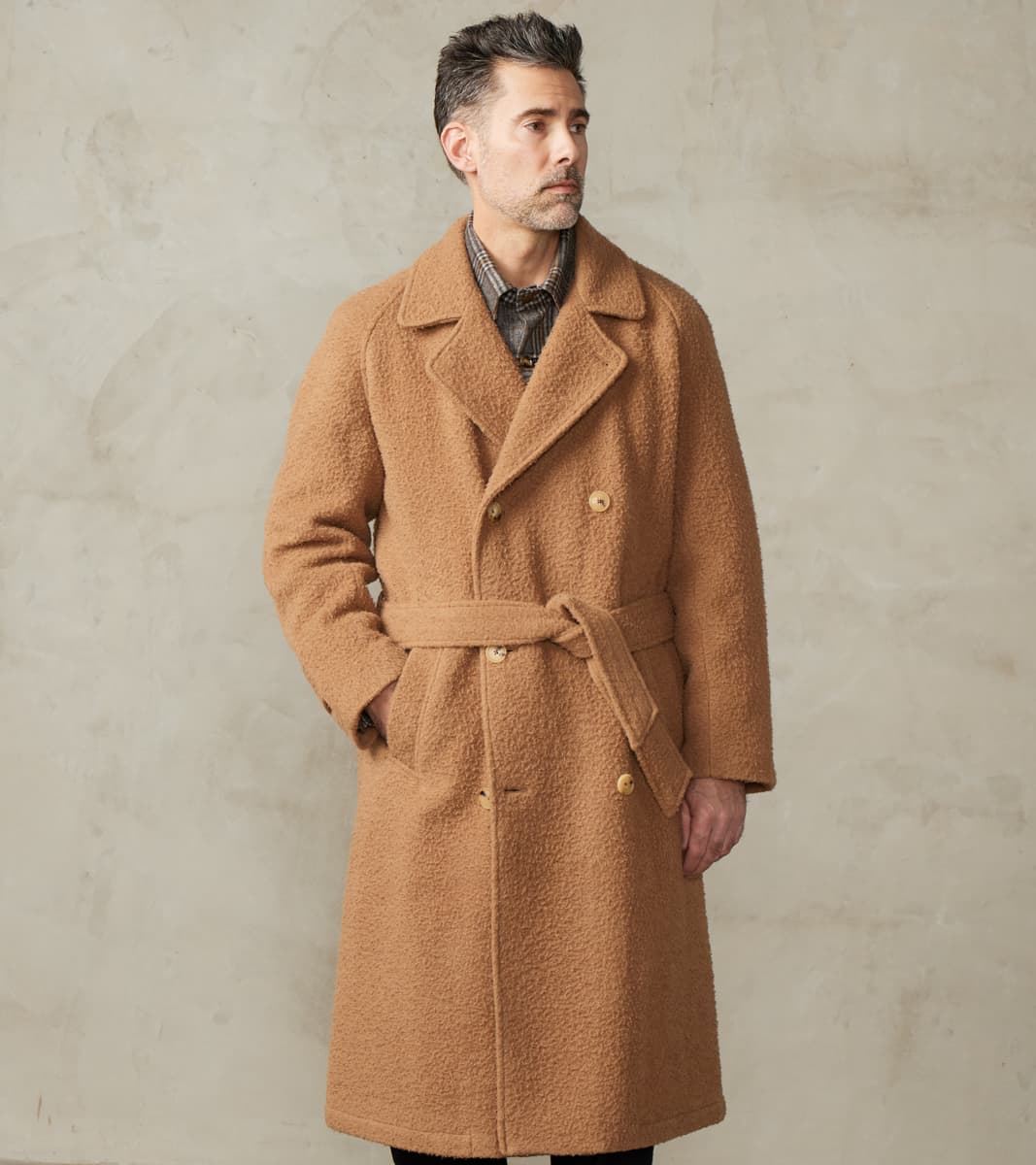 De Bonne Facture Italian Camelhair Ratine Cloth Grandad Trench Coat - …