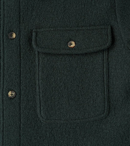 Italian Boiled Wool Overshirt - Blue Green