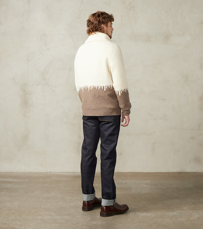 French Merino Wool Jacquard Zipped Sweater - Goat & Tree