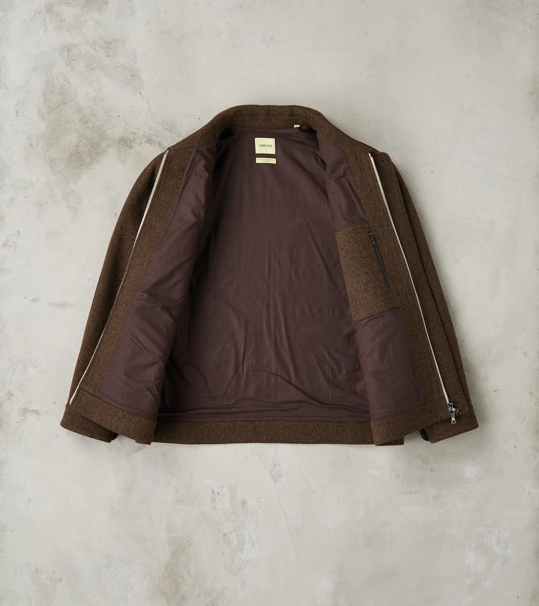 DE BONNE FACTURE コーチジャケット De Bonne Facture Austrian Wool Cloth Drivers Jacket - Chocolate
