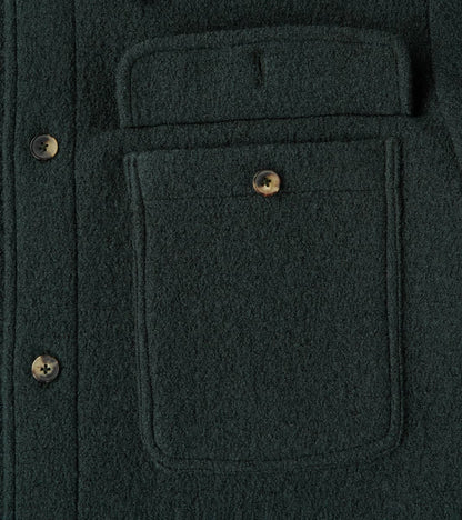 Italian Boiled Wool Overshirt - Blue Green