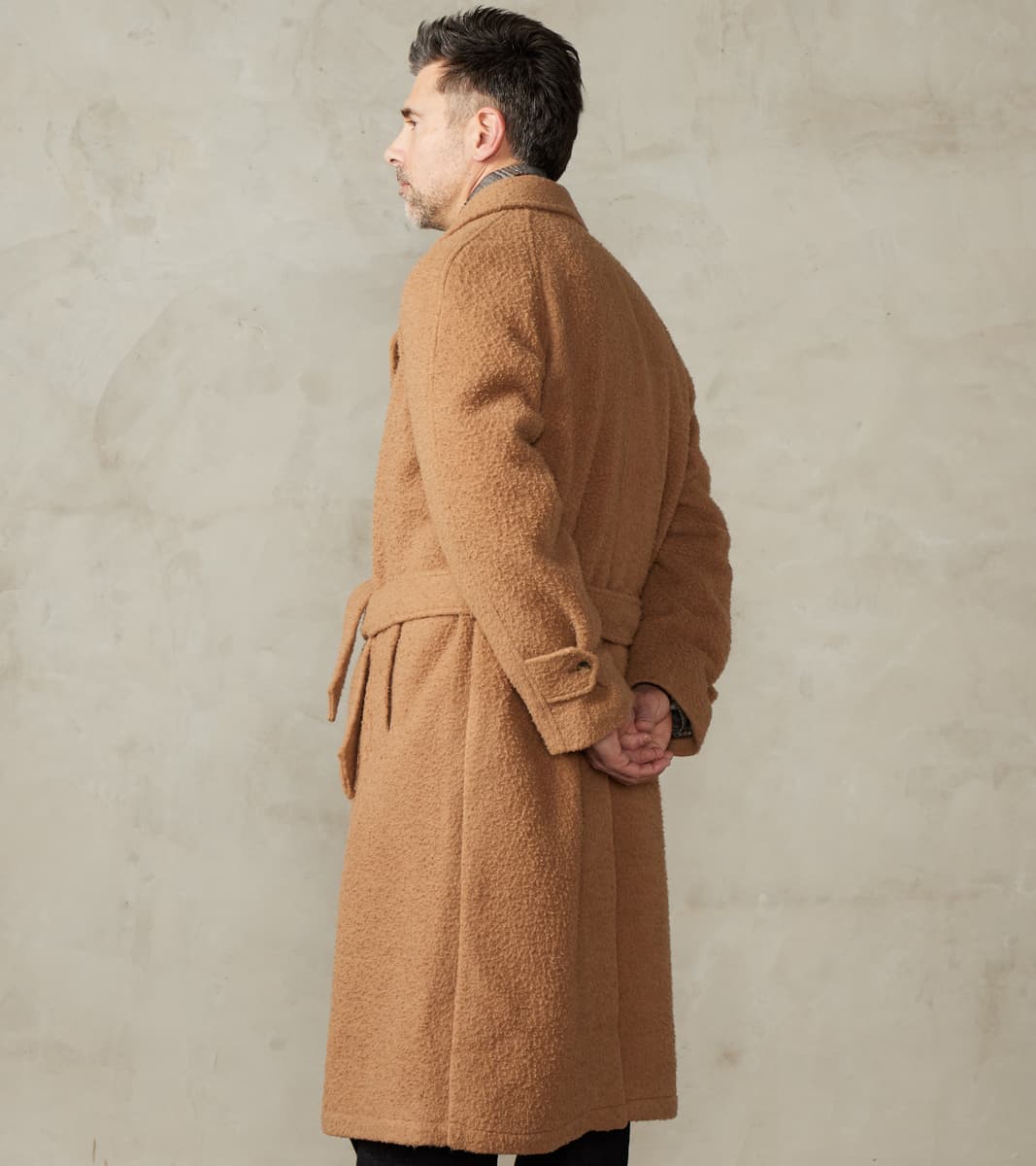 Italian Camelhair Ratine Cloth Grandad Trench Coat - Undyed