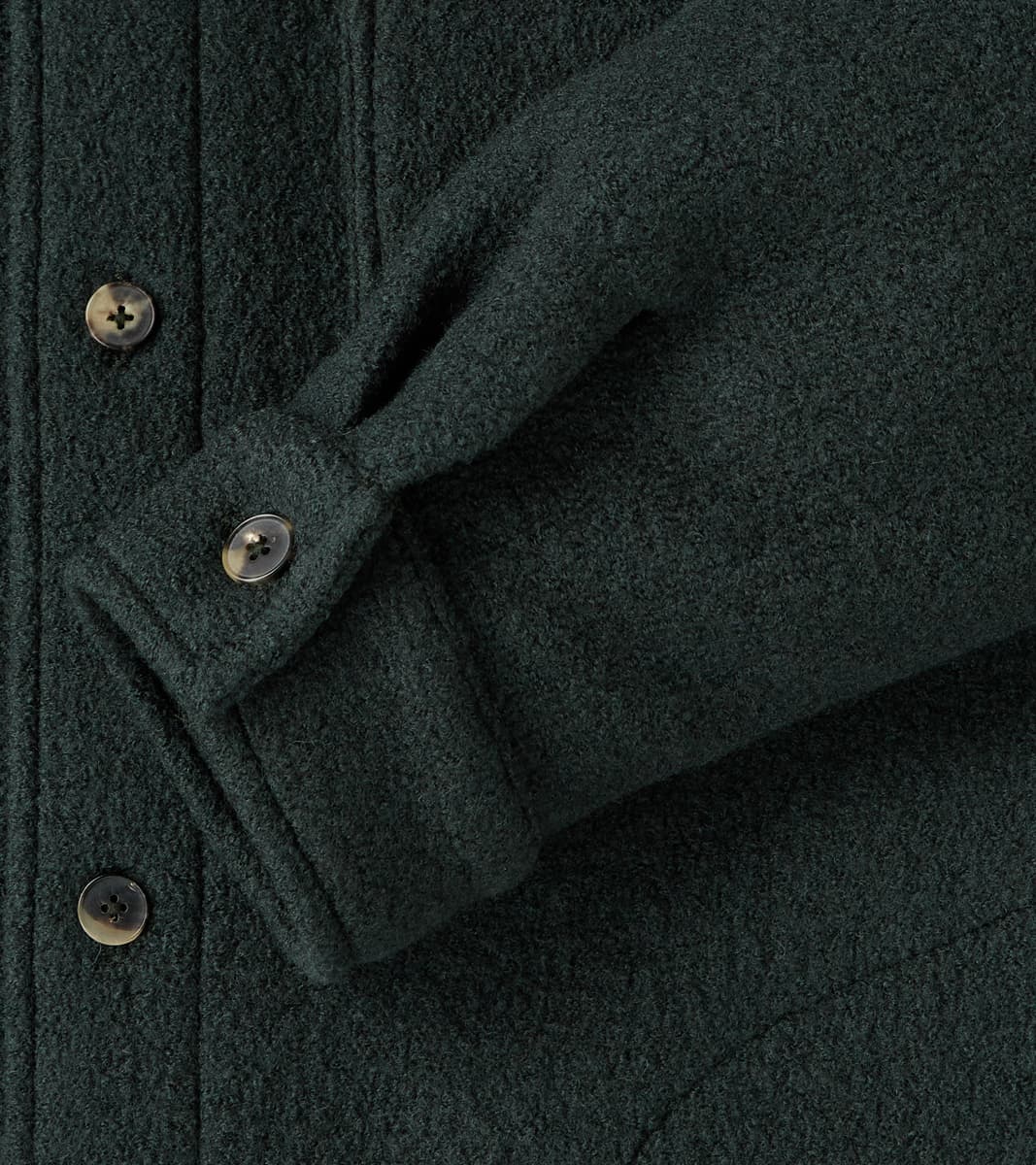 Italian Boiled Wool Overshirt - Blue Green