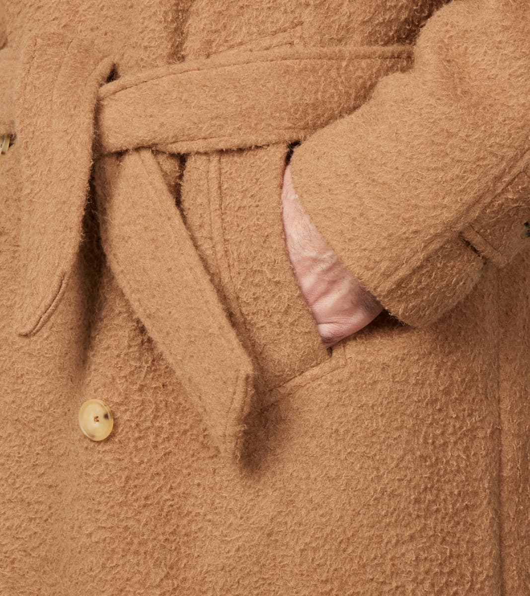 Italian Camelhair Ratine Cloth Grandad Trench Coat - Undyed