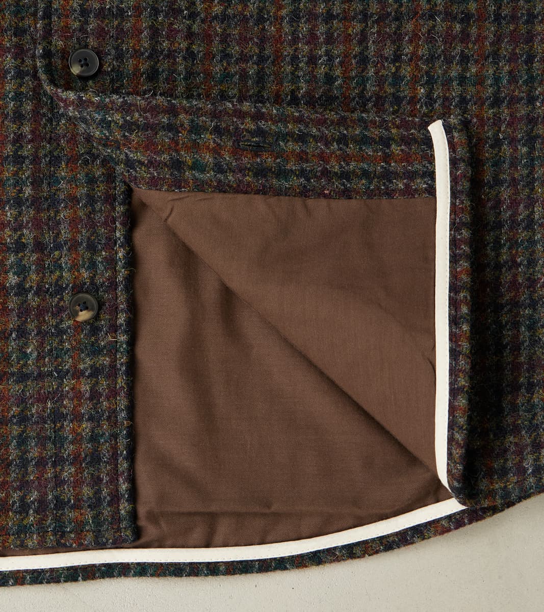 Harris Tweed Overshirt - Forest Navy Houndstooth Check