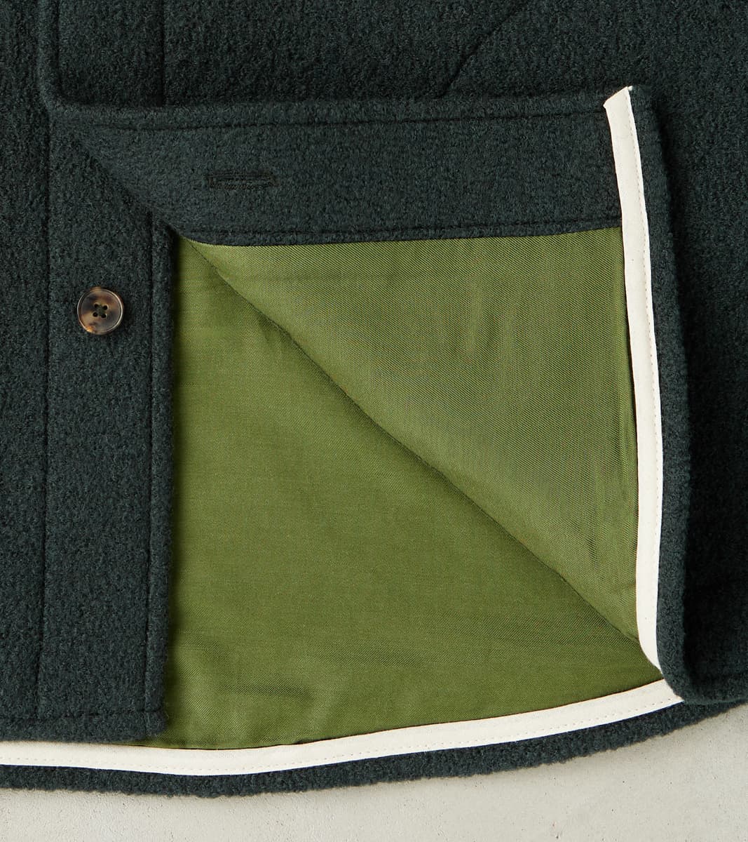 Italian Boiled Wool Overshirt - Blue Green