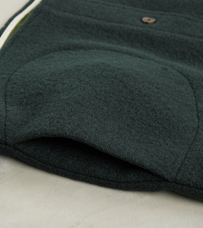 Italian Boiled Wool Overshirt - Blue Green