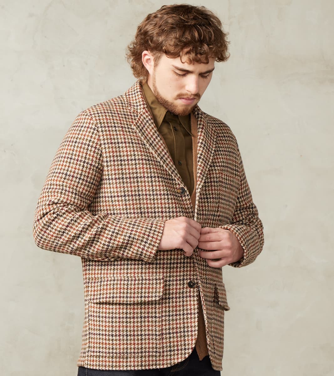 Harris Tweed Geography Teacher Jacket - Brick Red Houndstooth