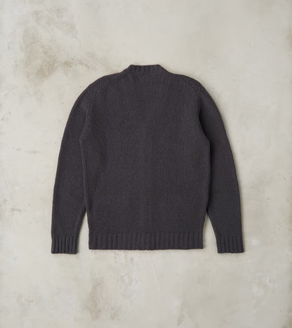 Italian Boucle Wool Student Cardigan - Storm Grey