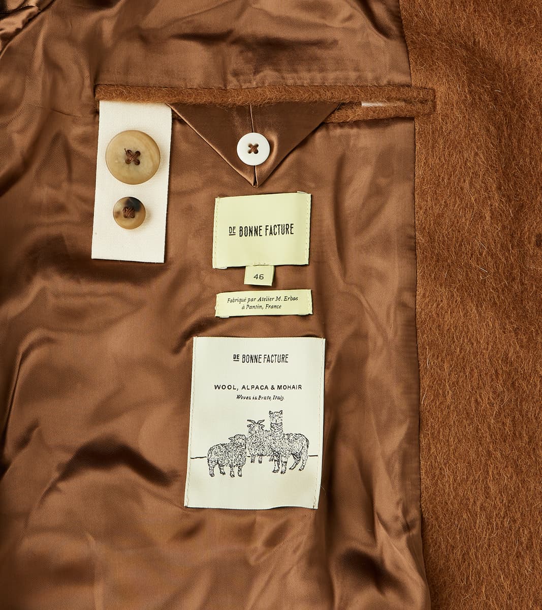 De Bonne Facture Italian Wool Alpaca Mohair Cloth Overcoat - Pecan
