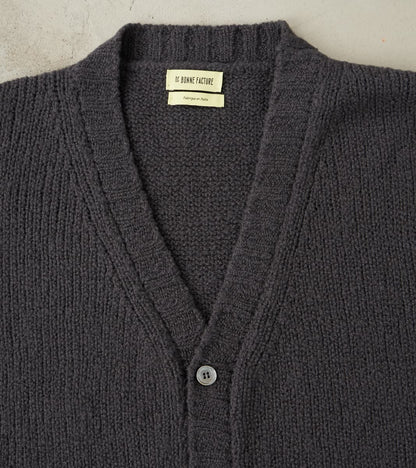 Italian Boucle Wool Student Cardigan - Storm Grey