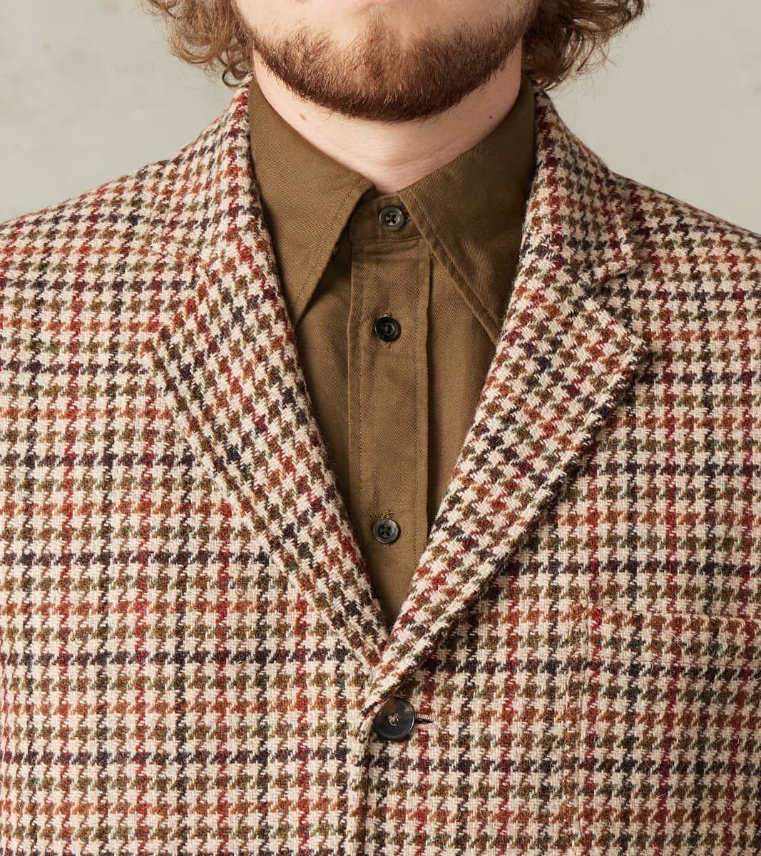 Harris Tweed Geography Teacher Jacket - Brick Red Houndstooth