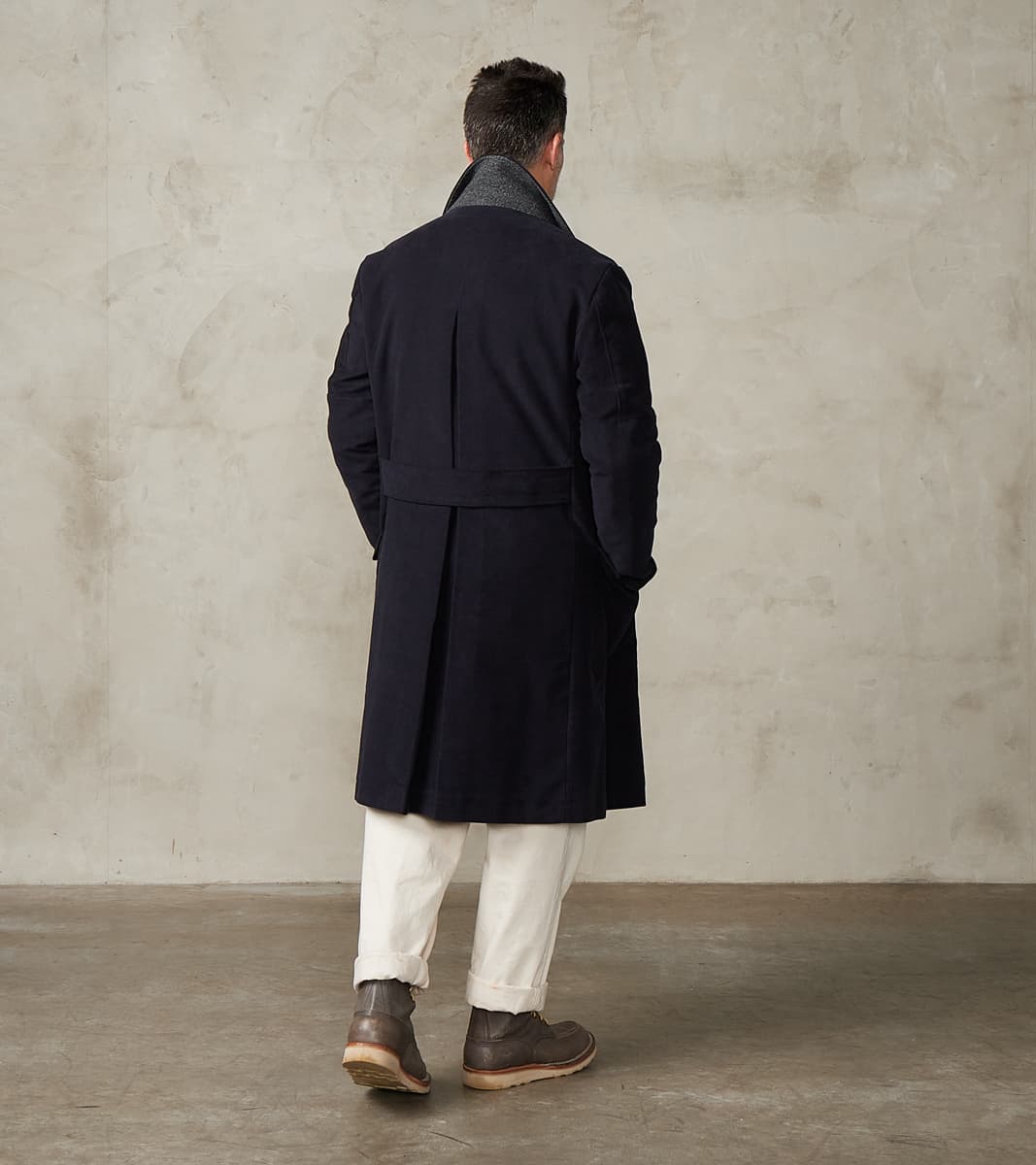 English Cotton Moleskin Marcel Lassance Redingote Coat - Navy