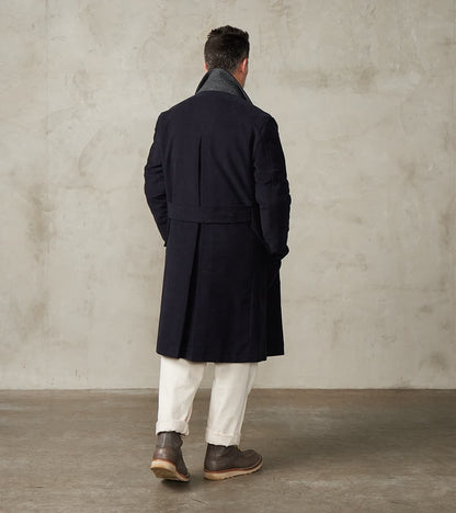 English Cotton Moleskin Marcel Lassance Redingote Coat - Navy