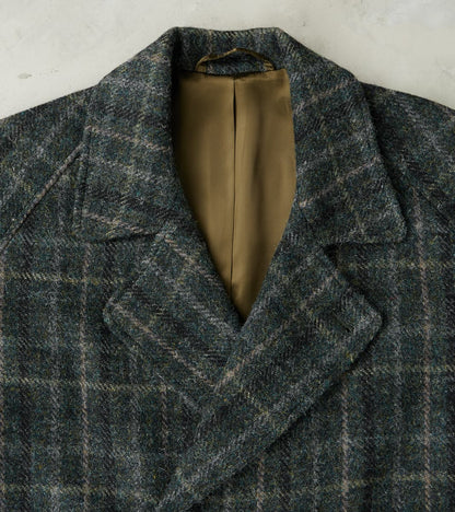 Harris Tweed Grandad Trench Coat - Grey Windowpane Check