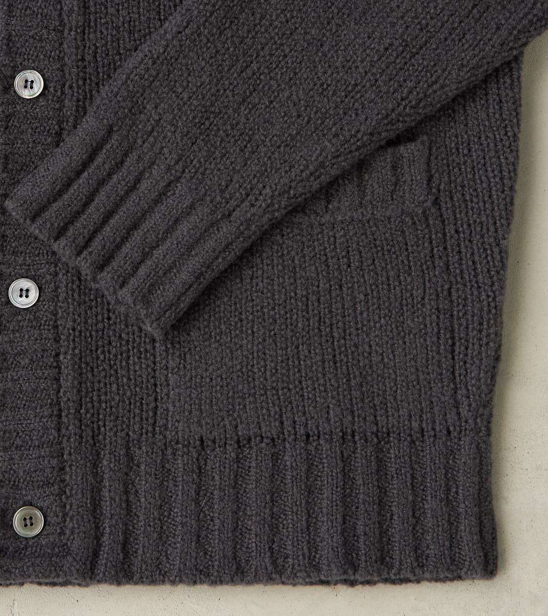 Italian Boucle Wool Student Cardigan - Storm Grey