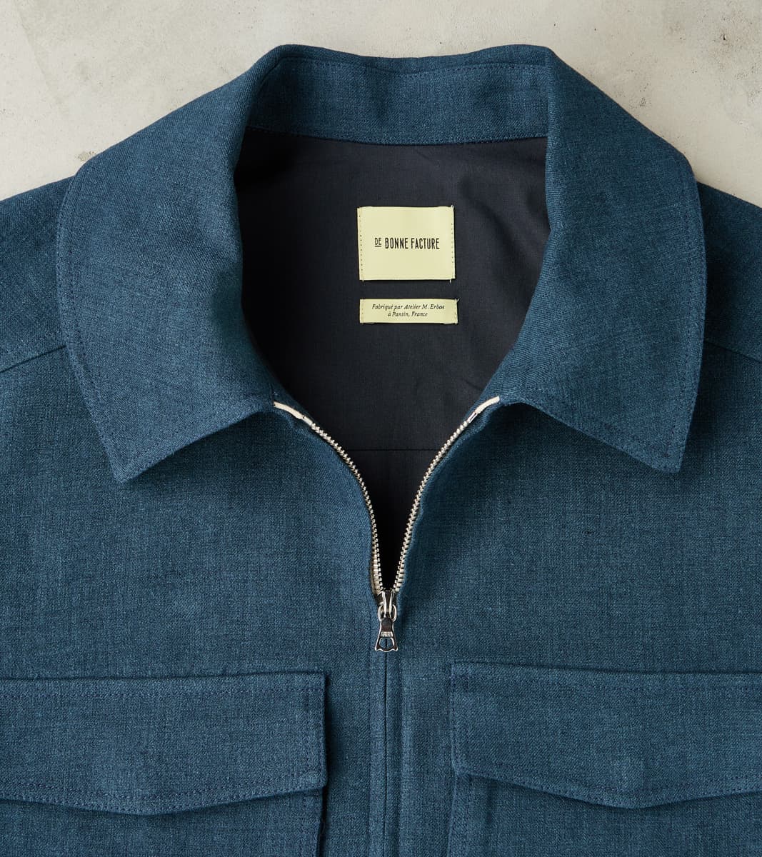 De Bonne Facture Belgium Linen & Wool Student Jacket - Prussian