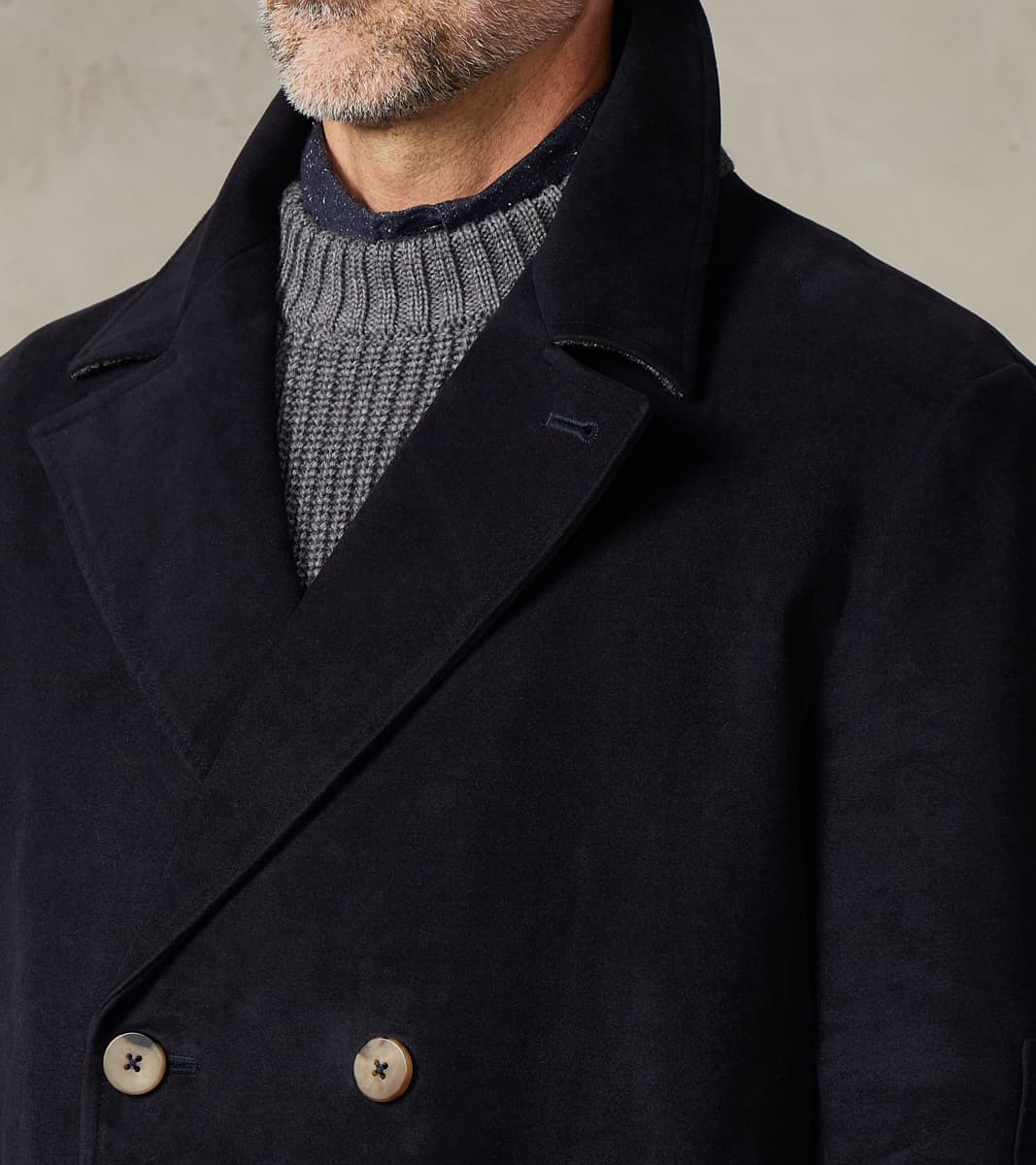 English Cotton Moleskin Marcel Lassance Redingote Coat - Navy