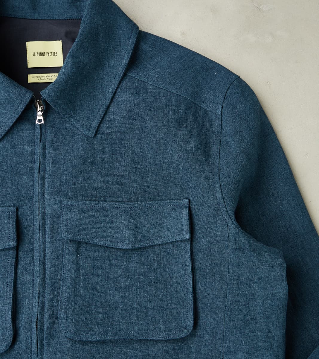 De Bonne Facture Belgium Linen & Wool Student Jacket - Prussian