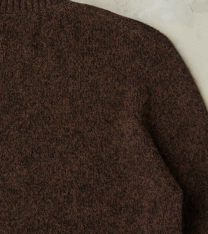 Italian Brushed Wool Shaggy Sheep Crewneck Jumper - Heathered Bark Brown