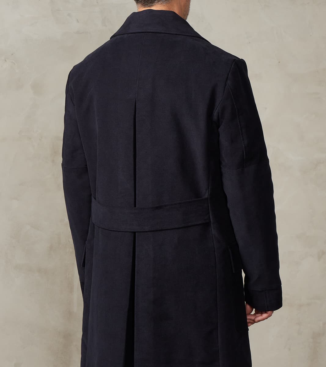 English Cotton Moleskin Marcel Lassance Redingote Coat - Navy