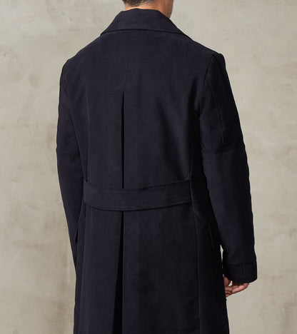 English Cotton Moleskin Marcel Lassance Redingote Coat - Navy