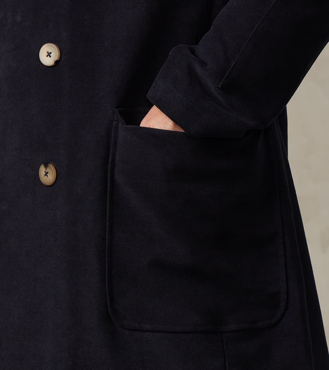 English Cotton Moleskin Marcel Lassance Redingote Coat - Navy