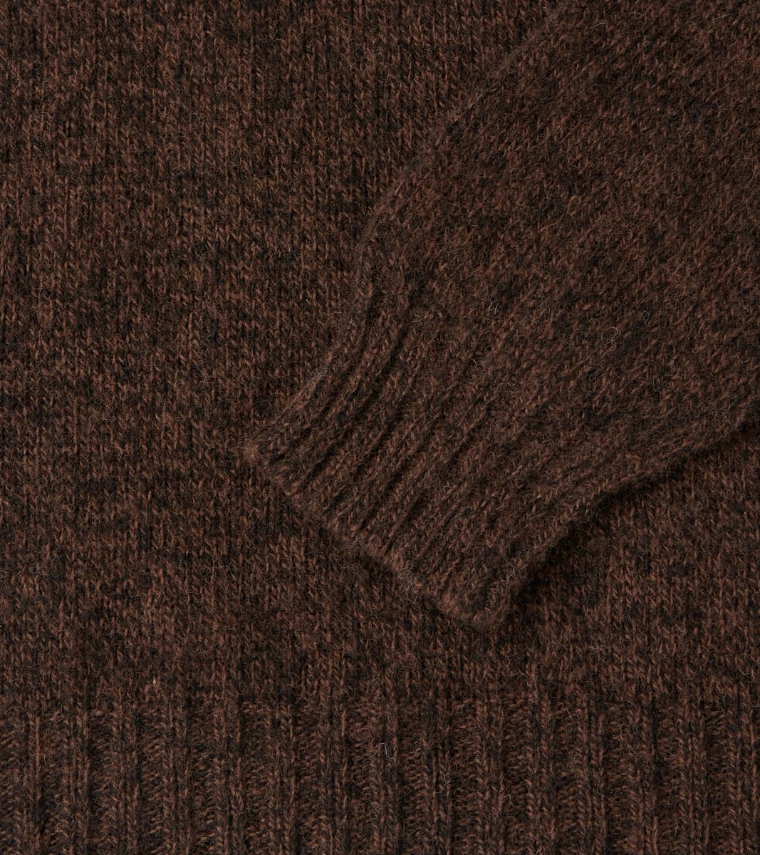 Italian Brushed Wool Shaggy Sheep Crewneck Jumper - Heathered Bark Brown