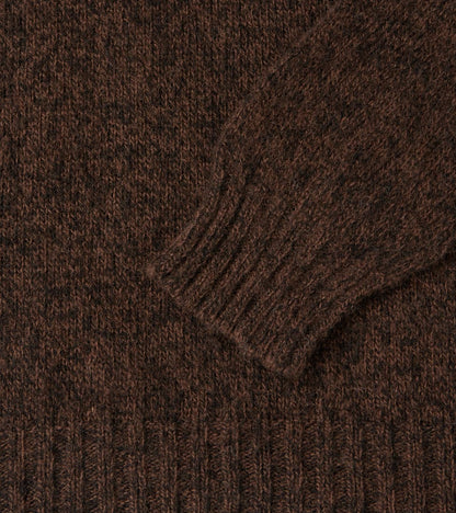 Italian Brushed Wool Shaggy Sheep Crewneck Jumper - Heathered Bark Brown