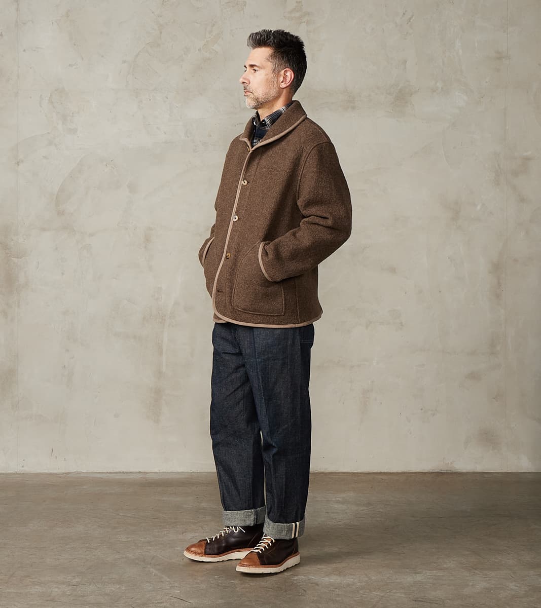 Italian Boiled Wool Alpine Jacket - Ash Brown