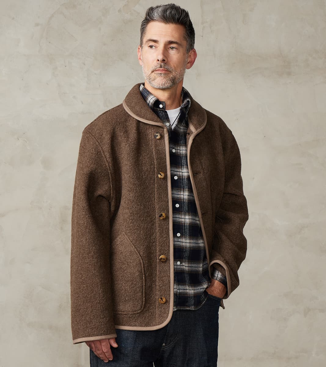 De Bonne Facture Italian Boiled Wool Alpine Jacket - Ash Brown
