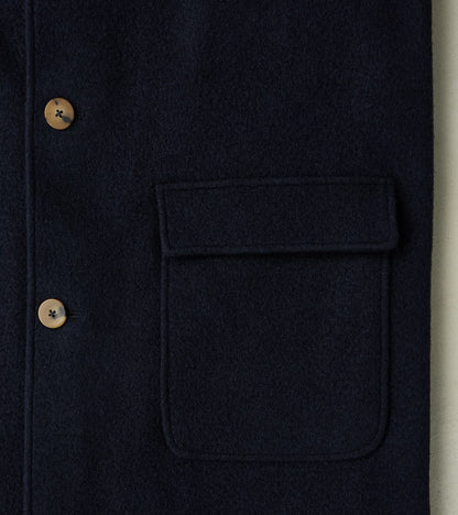 Italian Ratine Camelhair Wool Cloth Writers Coat - Navy