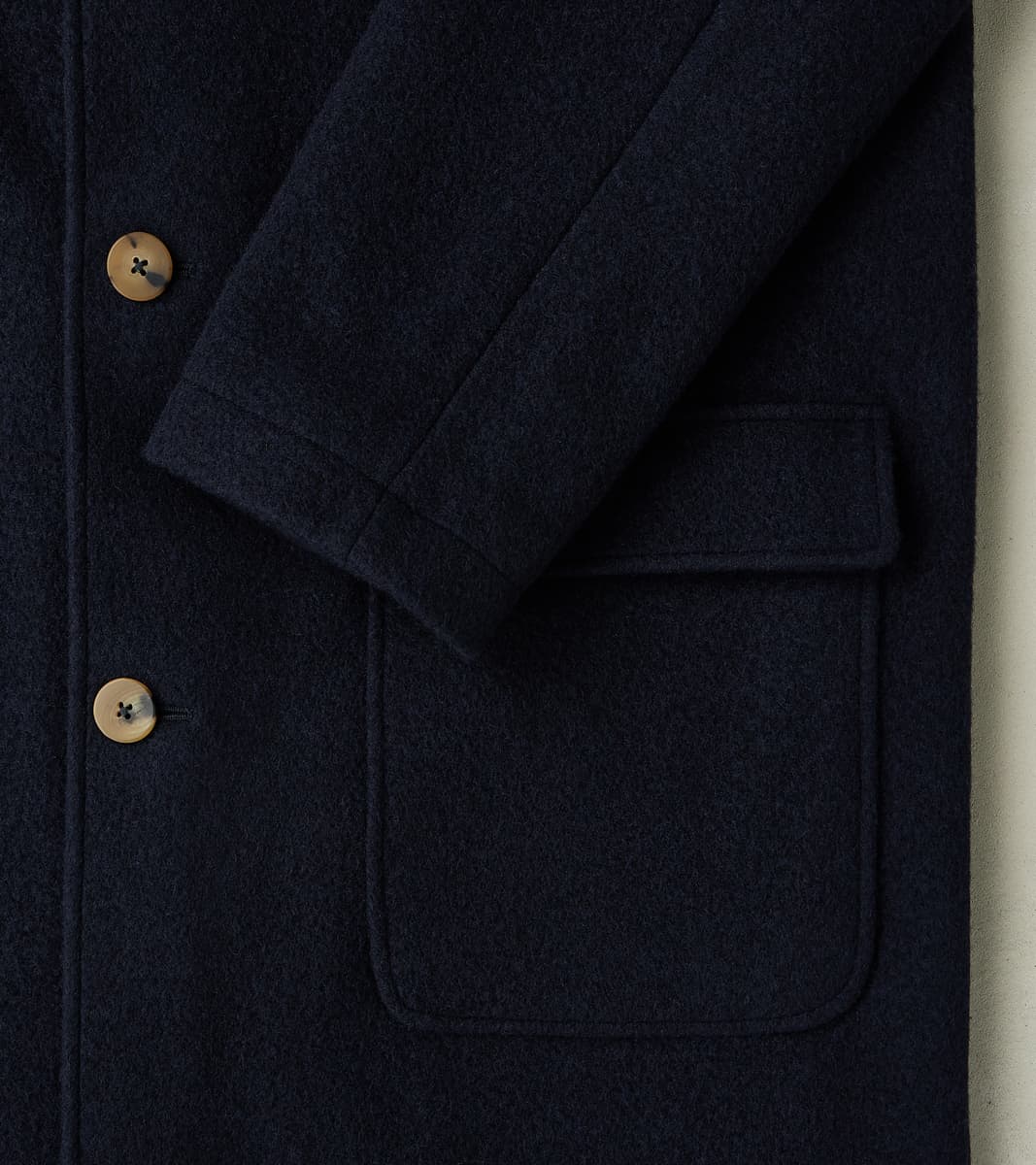 Italian Ratine Camelhair Wool Cloth Writers Coat - Navy