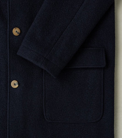 Italian Ratine Camelhair Wool Cloth Writers Coat - Navy