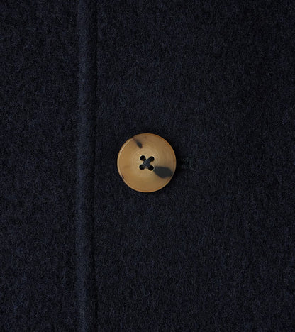 Italian Ratine Camelhair Wool Cloth Writers Coat - Navy