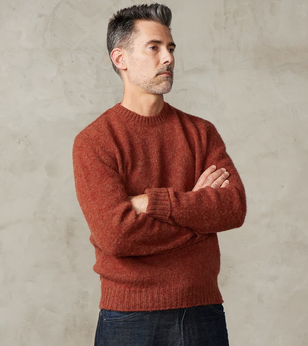 De Bonne Facture Italian Brushed Wool Shaggy Sheep Crewneck Jumper - H…